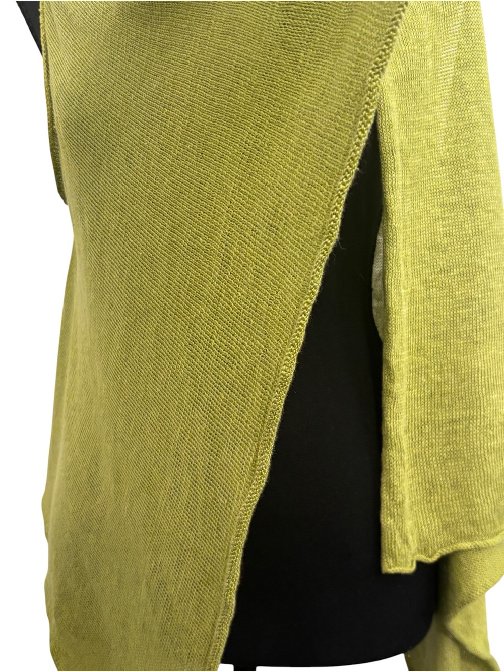 Eileen Fisher 100% Linen Open Front Drape Cardigan Lagenlook Moss Green Sz M - Picture 5 of 11